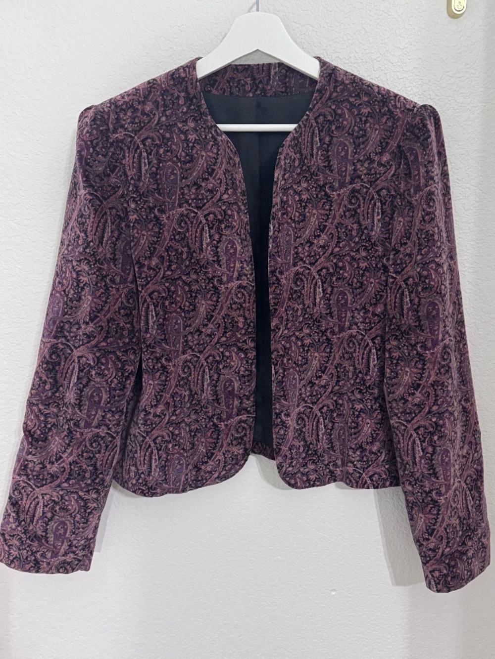 Vintage Velvet Puff Sleeve Preppy or Whimsigoth Paisley Statement Jacket